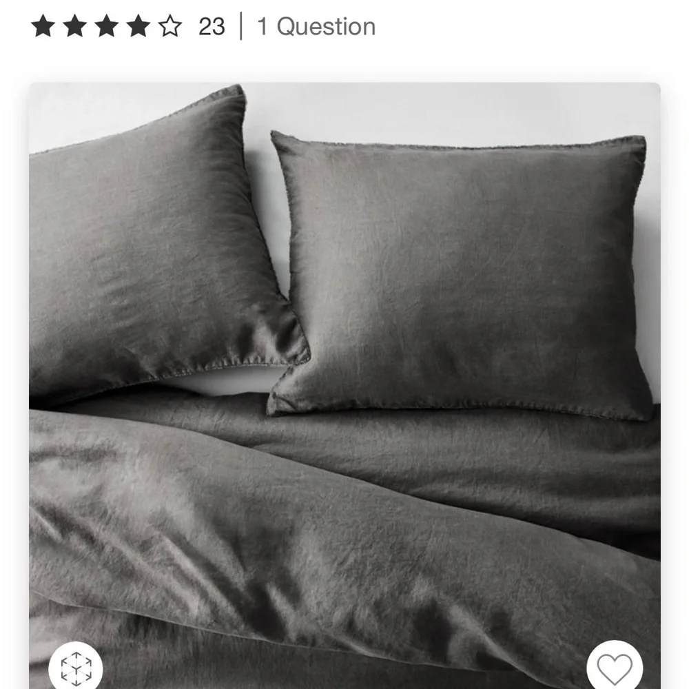 Casaluna F/Q 100% Linen Duvet Cover & Sham Set. Dark Gray